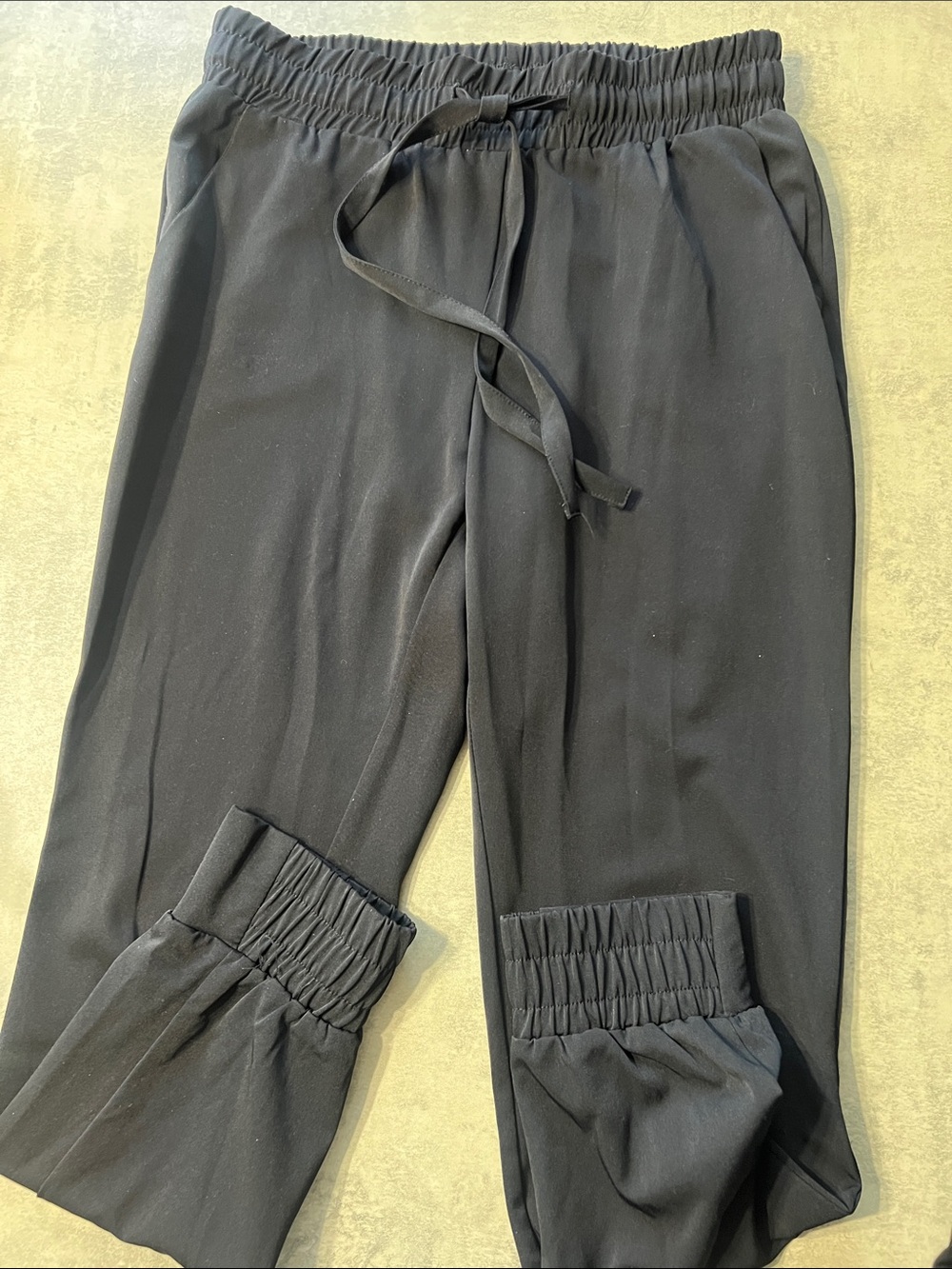 Revamped Black Elastic Waist Drawstring Pants